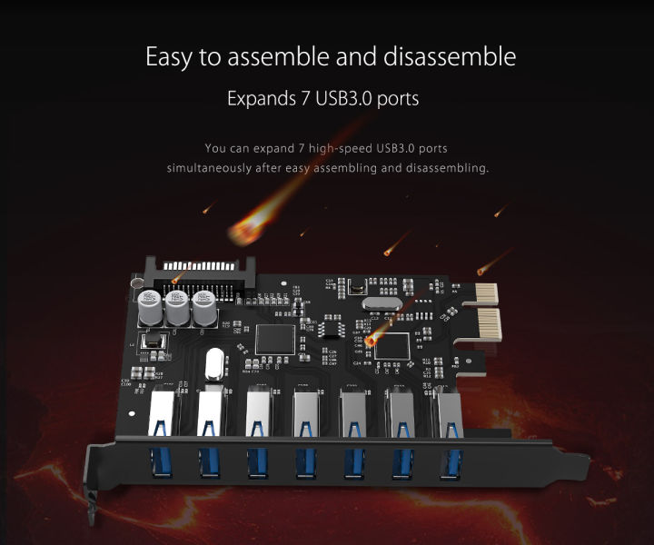 ORICO%20SuperSpeed%207%20Port%20USB%203.0%20PCI-E%20Express%20Card%20with%20a%2015pin%20SATA%20Power%20Connector%20PCIE%20Adapt%20-%20Image%202