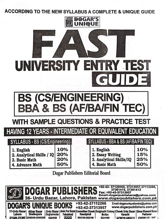 FAST%20University%20Entry%20Test%20BS%20CS%20Engineering,%20BBA%20&%20BS%20(AF/BA/FIN%20TEC)%20Guide%202026%20Edition%20by%20Dogar%20Publishers%20/%20FAST%20University%20Entry%20Test%20Guide%20book%20-%20Image%202