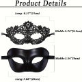 2pcs Elegant Black Lace Masquerade Mask Set for Couples - Perfect for Venetian Party, Mardi Gras, and Halloween Celebrations. 