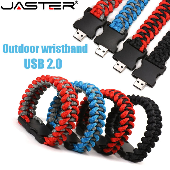 JASTER Outdoor Wristband Pen Drive 128GB Plastic Memoria USB 64GB Nylon Braided Bracelets USB Flash Drive 32GB For Laptop U Disk