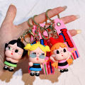 Cute Powerpuff Girls Figure Keychain Anime Cartoon Keyring Jewelry Pendent Car Key Accessories Ornament Toy Xmas Gift for Kids. 