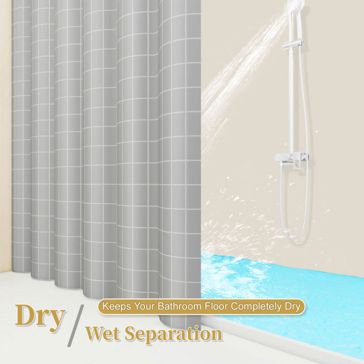 1pc%20Gray%20Grid%20Artwork%20Geometric%20Shower%20Curtain%20Waterproof%20PEVA%20Modern%20Minimalist%20Bathroom%20Decor%20-%20Image%203