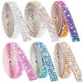 1Yard Self Adhesive Crystal Rhinestone Sticker Diamond Ribbon DIY Sticker Rhinestones Arts Crafts Car Phone Decoration 4 Rows. 