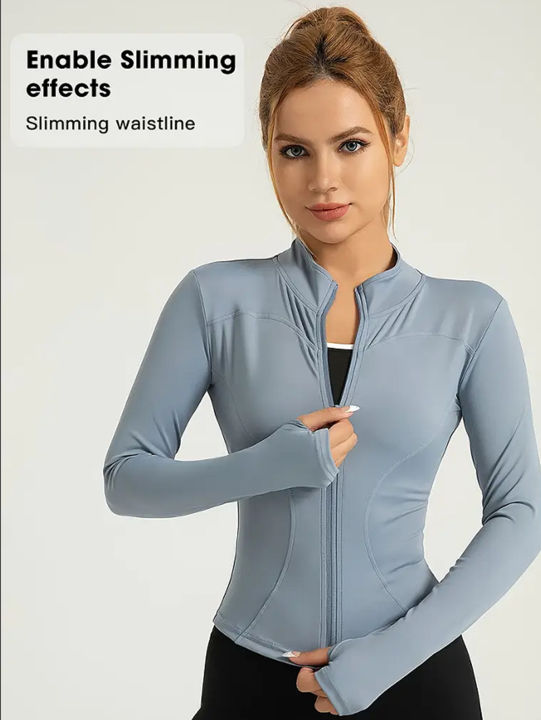 Professional%20elastic%20quick-drying%20sports%20jacket%20women's%20spring%20and%20summer%20yoga%20top%20tight%20slimming%20running%20cycling%20and%20fitnes%20-%20Image%206