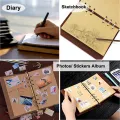 Retro Notebook Traveler Diary Leather Soft Cover Small Size 13x9cm Replaceable Kraft Paper Inner Notebooks & Notepads. 