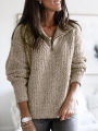 Spring Autumn Women Fashion Slim Solid Cotton Knitted Sweaters Vintage Long Sleeve Zip-up New Casual Female Pullovers Chic Tops. 