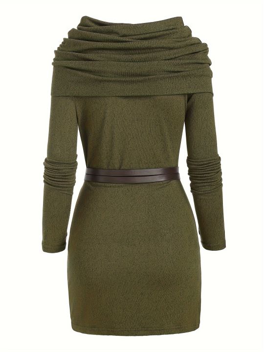 European%20and%20American%20fashion%20women's%20temperament%20commuter%20pile%20collar%20solid%20color%20knitted%20dress%20-%20Image%202
