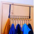 Over The Door Iron 19-Hook Hanger, Classic Black Design, Easy Installation, Lightweight, Portable, Perfect for Hanging Clothes, Hats, and Bags, 1 Piece for Smart Storage Solutions. 