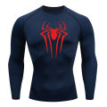 Spider Print Long Sleeve Compression Shirts for Men Gym Workout Rash Guard Undershirts Baselayers Athletic Quick Dry Tees Tops.