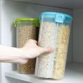 3-in-1 Storage Jar with 3 portions Airtight Food Storage Cereal Dispenser Pulses Container and 3 partitions for Dry Fruit Storage Spice Jar Masala Daal Biscuits Spices Candy and Multi Compartment kitchen Essentials. 