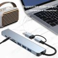 8 In 2 USB HUB With Splitter Card Reader, USB C Port, USB 3.0 / 2.0, SD/TF Splitter Card Reader, Docking Station. 