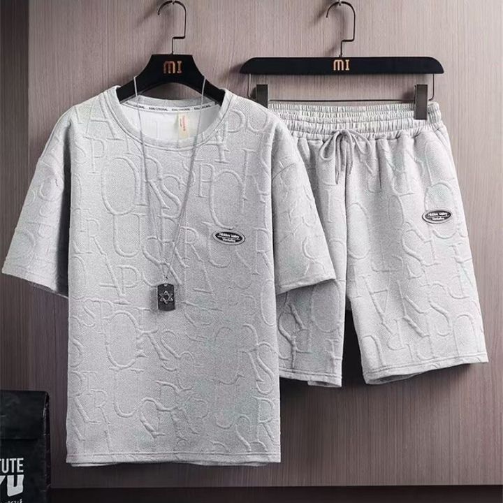 Trendy%20White%20Casual%20Suit%20Men's%20Fashionable%20Two%20Piece%20Set%20Korea%20Summer%20Simple%20Style%20Fitting%20Short%20Sleeve%20Business%20Attire%20-%20Image%202