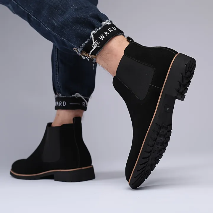 Men's%20Fashionable%20Frosted%20round%20Toe%20Mid-Top%20Chelsea%20Boots%20Slip-On%20Casual%20Boot%20Style%20-%20Image%205