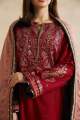 ZAHRA SHAHJAHAN 3PC Embroidered Shirt - Dhanak Fabric with Wool Print Shawl and Trouser. 