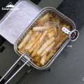 CAMPINGMOO Outdoor Fried Nets and Baskets, Camping Folding 304 Stainless Steel Fried French Fries, Picnic Lunch Boxes, S-1218.