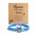 Stitch Hand Rope -Blue/Pink Synthetic Gemstones,Hemp Rope Design,Cute Cartoon Animal Pattern,Valentine's Day. 