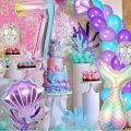 6 pcs Mermaid Tail Ball Digital Foil Balloon Set Mermaid Ocean Fairy Tale Sea Theme Girl Birthday Party NUMBER0-9  Decoration. 