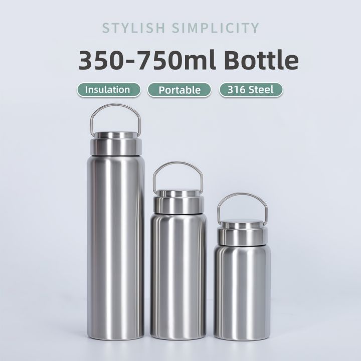 316 Stainless Steel Insulated Water Bottle Bike Water Bottle with Steel Lid & Flex Handle, BPA-Free, Leakproof, Portable Sp