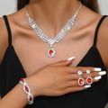 Elegant Bridal Jewelry Set Necklace Earrings with Sparkling Rhinestones Perfect for Weddings Parties. 