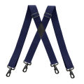 Heavy Duty Big Tall Suspenders with 4 Snap Hooks 3.5*120cm for Men Work Adjustable Elastic Trouser Brace Strap Belt Solid Black.