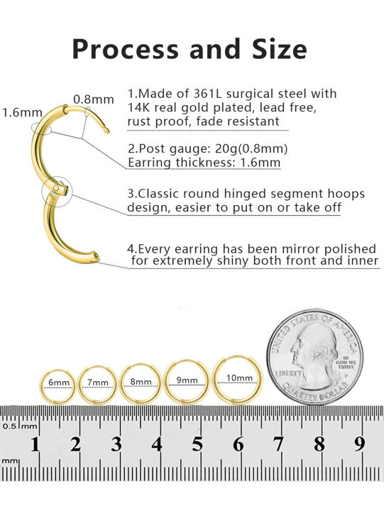5%20Pairs%20Small%20Hoop%20Earrings%20for%20Women:%2018K%20Gold%20Plated%20Surgical%20Stainless%20Steel%20Huggie%20Hoop%20Earrings%20for%20Cartilage%20Helix%20Tragus%20-%20Image%205