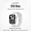 S10 Max Laxasfit Smart Watch AMOLED Display Bluetooth Call Wireless Charging.