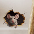 1PC 3D effect personalized mouse hole sticker reading white mouse flower branch mouse cute animal random sticker home decoration. 