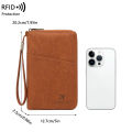 Multi-Functional RFID Blocking Passport Bag Travel Document Holder with Long Zipper Ticket Storage Wallet for Multiple Passports. 