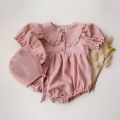 2Pcs Newborn Girl Clothes Spring Summer Baby Girl One Piece Clothes Corduroy Lapel Baby Girl Climbing Clothes With Hat. 