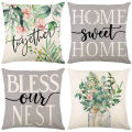 4Pcs Floral Throw Pillow Cases Square Linen Waist Protection Cushion Cover Bed Sofa Pillow Covers Home Decor Pillowcases 45x45CM. 