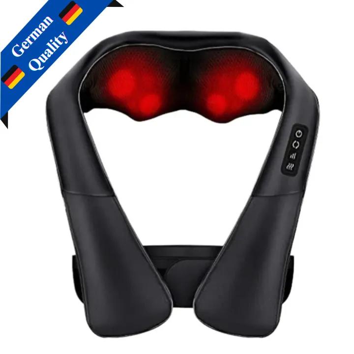 ELEHOT Neck Collar Massager Shiatsu 4D, Belted Neck & Back Massager with Heat, Ergonomic U-Shaped Design, 8 Rotating Massage Balls, 45°C Heat Function, Portable for Home, Office & Car, Multi-Area Use, Relaxation & Pain Relief