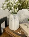 vase for flowers, ribbed vase, concrete vase. 
