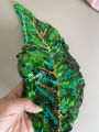 1 Piece Embroidered Sequins Green Leaf Applique Fashion Decoration For Summer Clothes Sew On Patch for Clothing DIY.