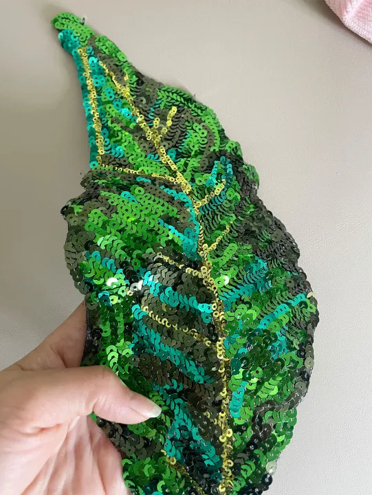 1%20Piece%20Embroidered%20Sequins%20Green%20Leaf%20Applique%20Fashion%20Decoration%20For%20Summer%20Clothes%20Sew%20On%20Patch%20for%20Clothing%20DIY%20-%20Image%204