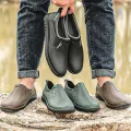 Orfails❤Men low rain boots, shallow water shoes, summer thick short rain boots, anti-slip and wear-resistant rubber shoes, shipping from Thailand. 