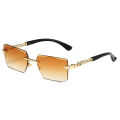 Fashion Rimless Sunglasses UV400 Rectangle Women Men Shades Hiking Square Sun Glasses Female Male Beach Vacation Travel Eyewear.