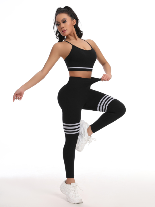 Women's%20High-Waisted%20Butt-Lifting%20Yoga%20Pants,%20Striped%20Seamless%20Fitness%20Leggings,%20Tummy%20Control%20Workout%20Pants%20-%20Image%204