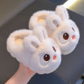 New Winter Cute Big eyed Rabbit Children's Waterproof Warm Non-slip Fluffy Slippers For Girls Boys Kids Indoor Home Cotton Shoes.