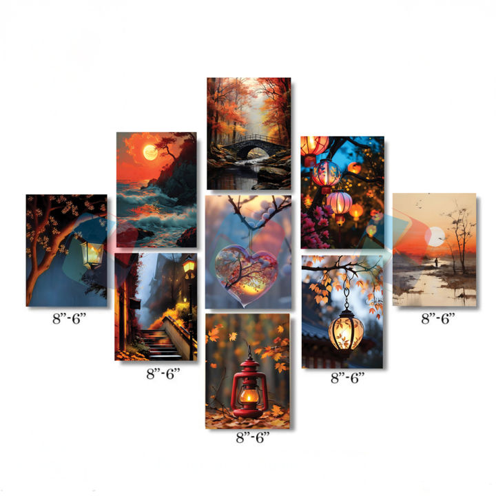 Wall Decor 9 Piece PVC Combo Set for Home and Office 6x8 Inch