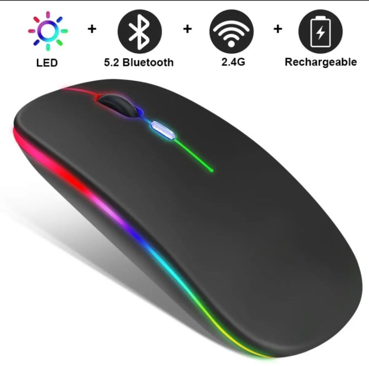 Rechargable Wireless Bluetooth Mouse For Smartphone, Laptop & Computer Black & White Any-1