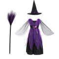 Kids Witch Halloween Costume Witch Cosplay Dress and Magic Hat Set Carnival Party Clothes for Girls Gothic Vampire Costume.