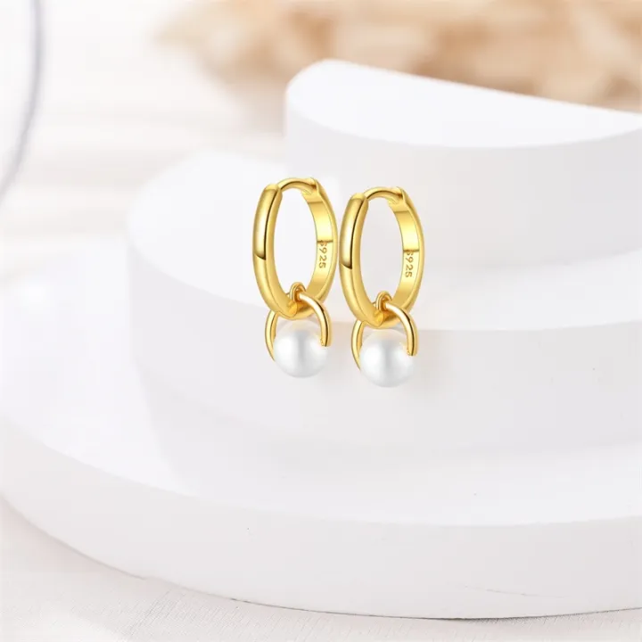 100%25%20925%20Sterling%20Silver%20Pearl%20Golden%20Geometry%20Hoop%20Earrings%20For%20Women%20Fashion%20Birthday%20Party%20Wedding%20Jewelry%20Engagement%20Jewelry%20-%20Image%202