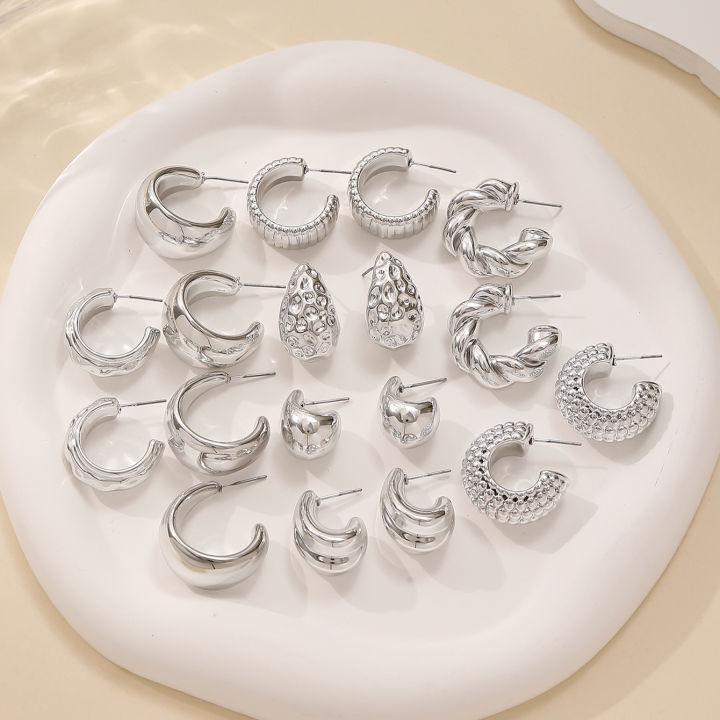 Elegant%20Water%20Drop%20C-shaped%20Hoop%20Earrings%20Irregular%20Personality%20CCB%20Earrings%20Versatile%20Women's%20Daily%20Wear%20Dating%20Party%20Jewelry%20-%20Image%206