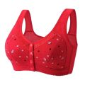 【Popular】Plus Size Flower Print Wire Free No Pads Nursing Bra Mid-aged Mom Open Front Vest Brassiere Lingerie Cotton Bralette Underwear. 