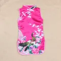 Cheongsam Dress Baby Girl Qipao Summer Clothes Peacock Sleeveless Slim Traditional Dress Child Girls Clothes Chinese Style. 