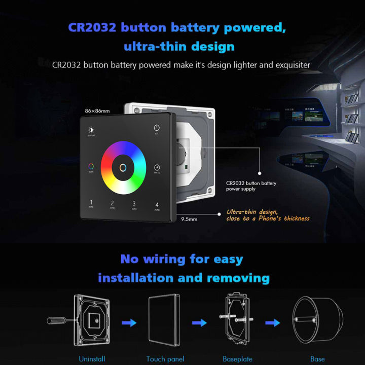 TUYA%20WiFi%205%20In%201%20LED%20Controller%20KIT%20RF%202.4G%20Glass%20Wall%20Mounted%20Touch%20Panel%20RGBCCT%20LED%20Smart%20Dimming%20Control%20DC%2012V%2024V%20Dimmer%20-%20Image%206