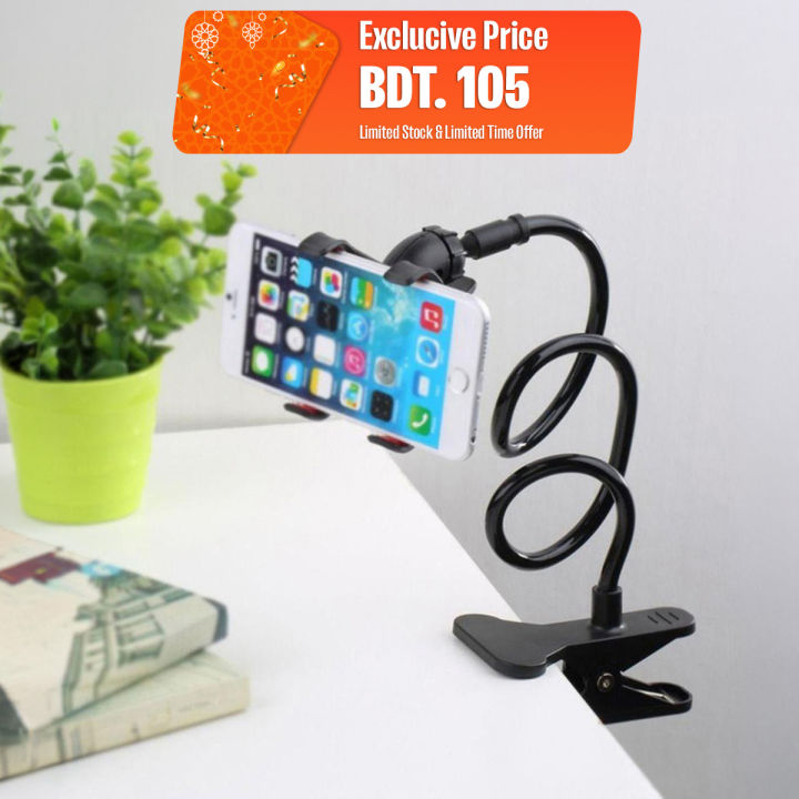 Universal Flexible Mobile Phone Holder Adjustable Stand with Bendable Arm, Compatible with All Devices