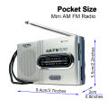 BC-R21 Portable Radio AM FM Battery Powered Longest Lasting Best Reception with Headphone Jack for Running Walking Emergency Use.