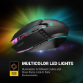 FunBug 6 Buttons Mechanical Gaming Mouse RGB with 4-Levels DPI Control - 7 Light Wired USB Optical Mouse with Side Buttons - Mouse with Pad for PC, Laptop, Computer, Gaming, Pubg Mobile - Black. 