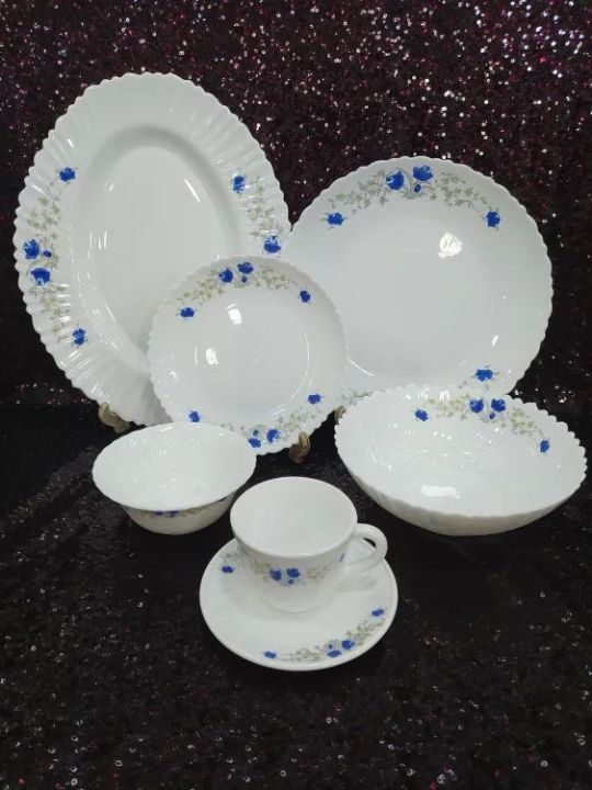 32 Pcs Pyrex Opal Glassware White Oven Save Dinner Set Daraz